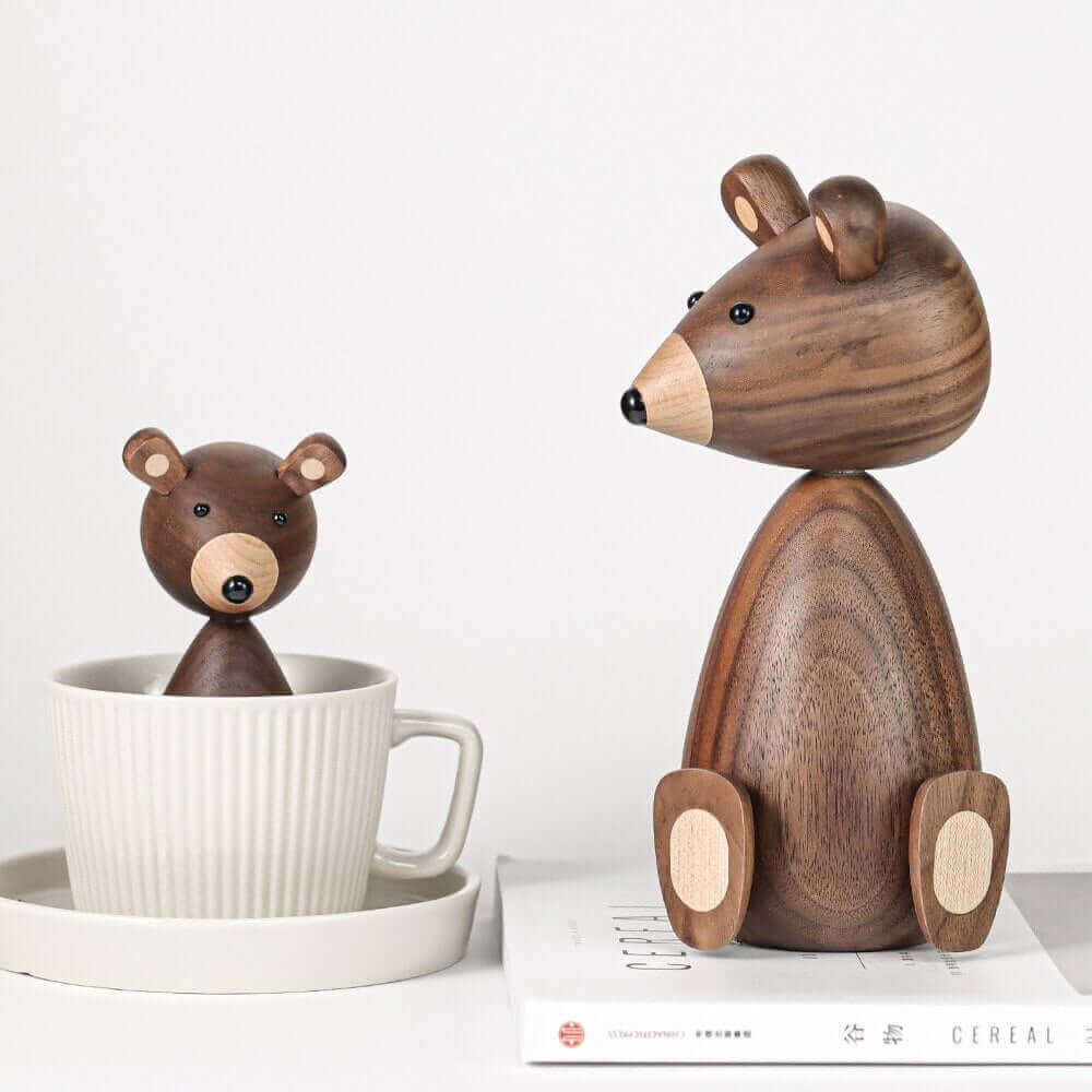 Danish Wood Brown Bear Family Ornaments