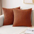 Soft Ribbed Velvet Decorative Pillow with Stripes in Boho Style for Sofa and Bed