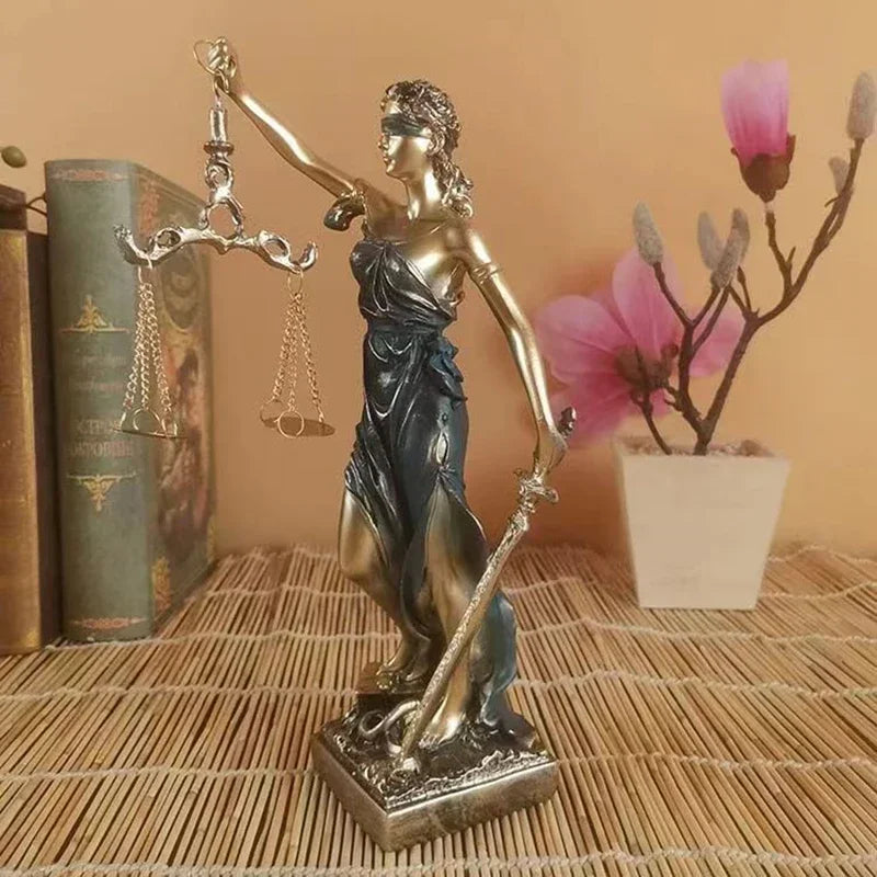ERMAKOVA European antique bronze Greek goddess of justice statue Fair Angels resin sculpture ornaments desktop home decoration gift