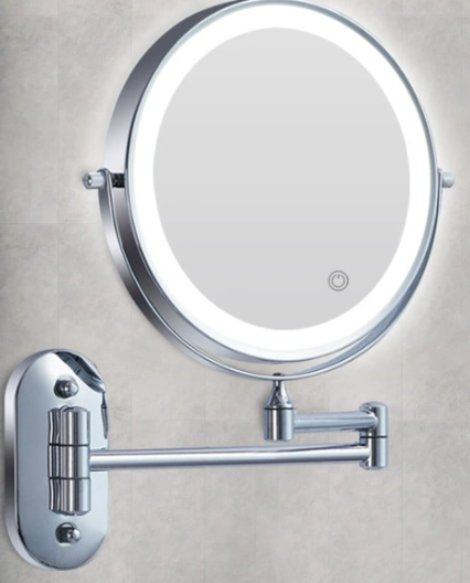 Vinantica | Black LED Rechargeable Makeup Mirror – 3-Color Light