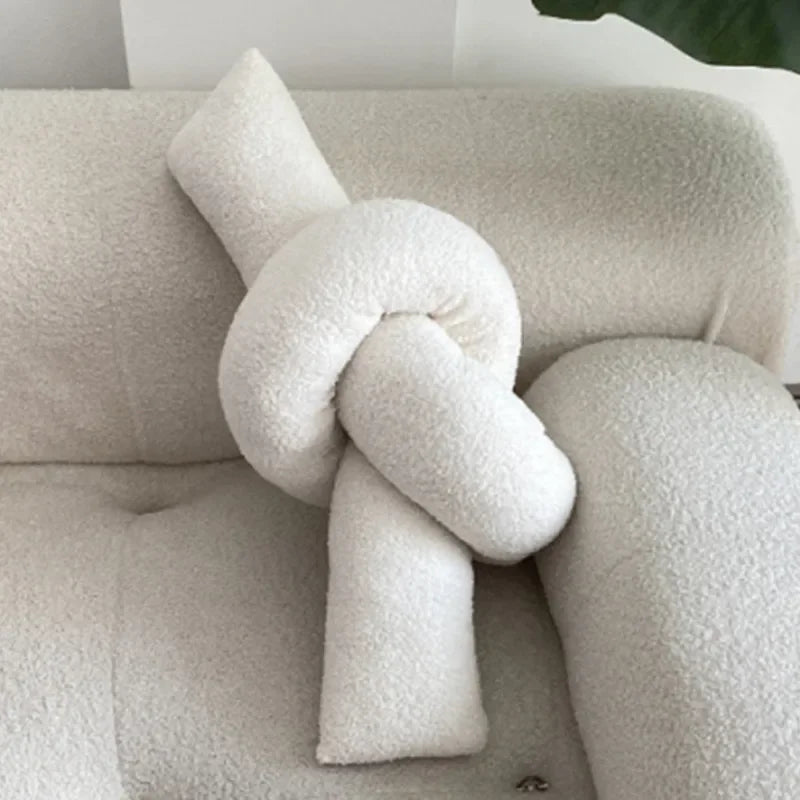 Nordic Bouclé Abstract Cushion – Minimalist Plush Pillow | Vinantica