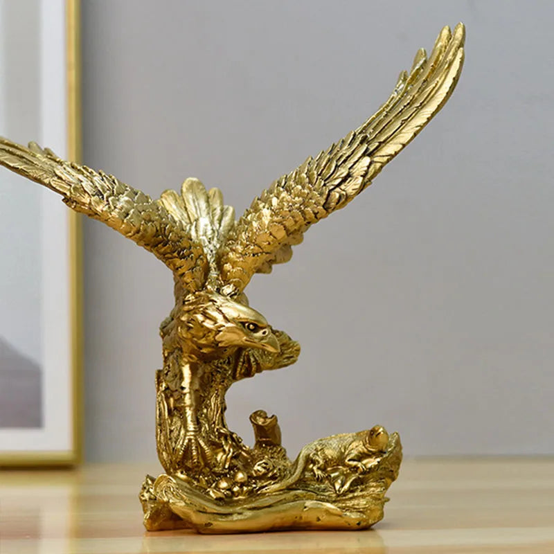 Resin Golden Eagle Statue Art Animal Model Collection Ornament Home Office Desk Feng Shui Decor Figures simple