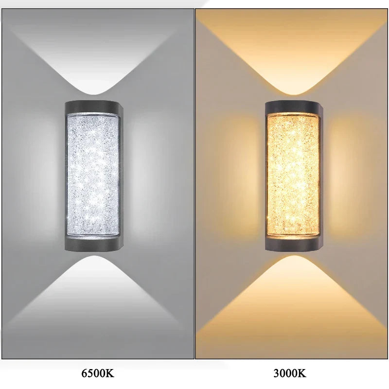 Modern Waterproof LED Outdoor Wall Lamp – Crystal Wall Sconce for Garden, Patio, and Doorway Lighting