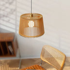 Modern Japanese Birdcage Pendant Lamp – Wooden Bucket Chandelier for Living Room, Bedroom, and Bar Décor