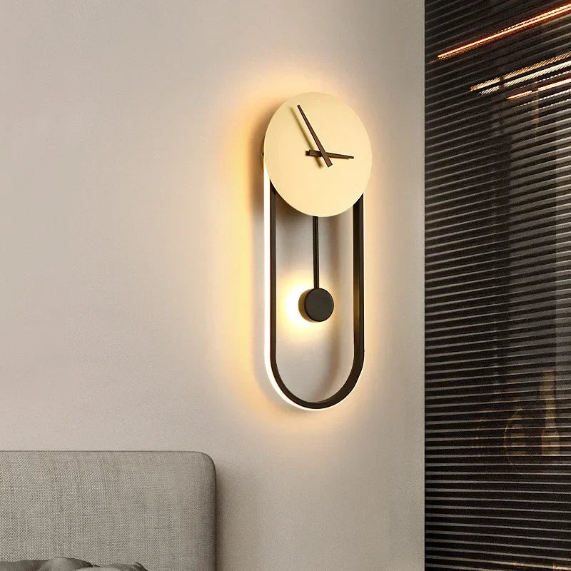 Modern LED Clock Wall Lamp – Stylish Wall-Mounted Light for Bedroom, Living Room, and Home Décor