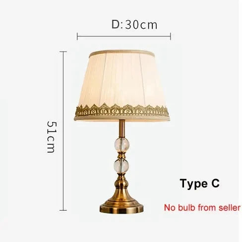 American Imitation Copper Crystal Bedside Lamp - Modern European Style Desk Lamp