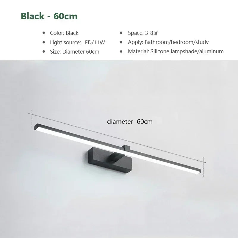 Modern Gold LED Wall Lamp – Bathroom Mirror Light with Touch Switch for Bedroom, Living Room, and Vanity Lighting | Vinantica