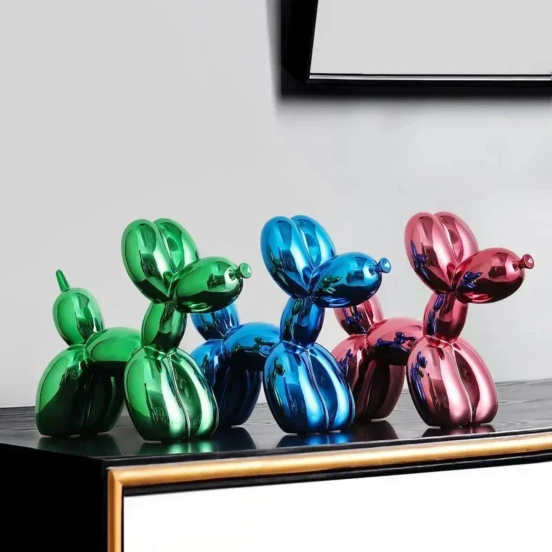 Nordic Balloon Dog Sculpture Resin Animal Ornament Art Sculptures and Figures Craft Home Decoration Room Desktop Accessories