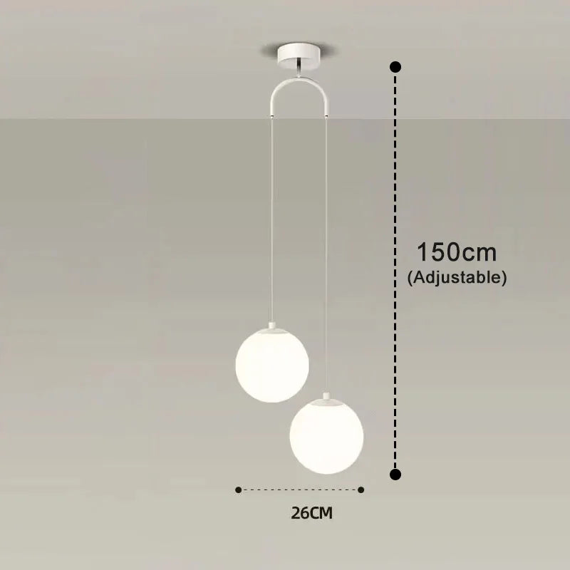 Modern Glass LED Pendant Light – Nordic Style Hanging Lamp for Living Room, Bedroom, Restaurant, and Bar, 220V AC, Indoor Lighting Fixture