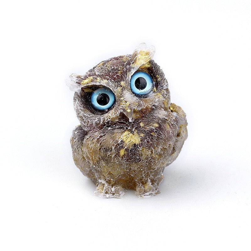 Natural Crystal Owl Figurine: Handmade Collector's Item