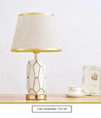 American Ceramic Table Lamp - Simple Modern Bedroom Bedside Lamp for Living Room, Warm Wedding Room Decorative Lamp