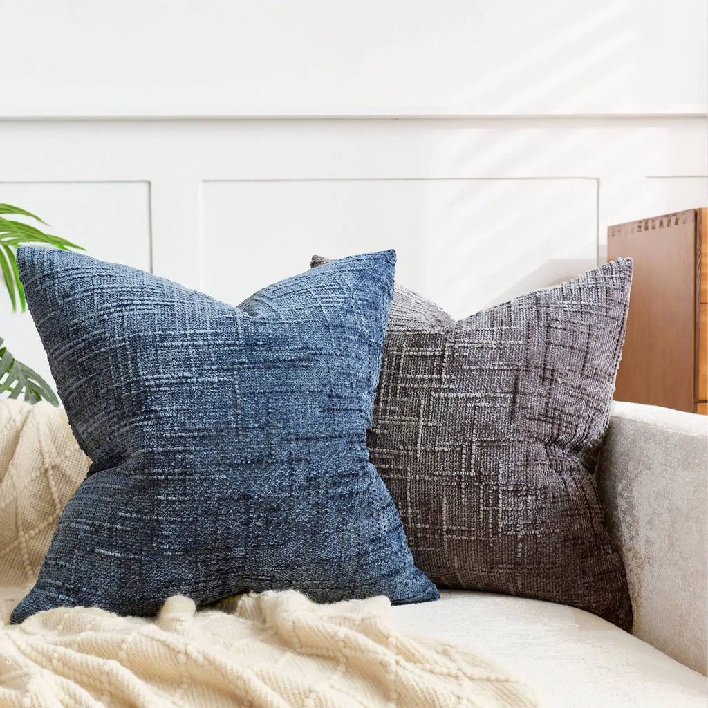 Chenille Cushion with Bamboo Texture in Solid Color for Sofa and Bedroom