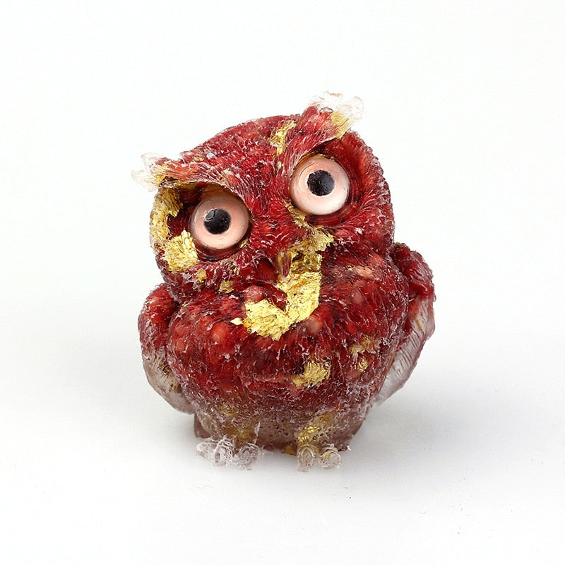 Natural Crystal Owl Figurine: Handmade Collector's Item