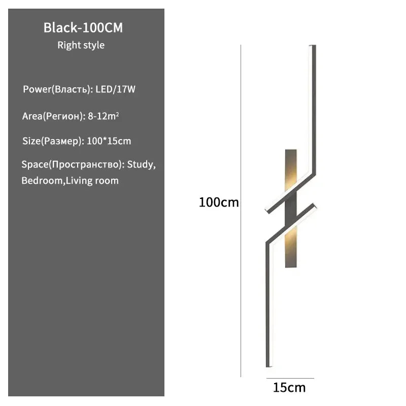 Modern Creative Strip LED Wall Light Minimalist Bedroom Bedside Wall Sconce LED Lights Living Room TV Sofa Background Wall Lamp