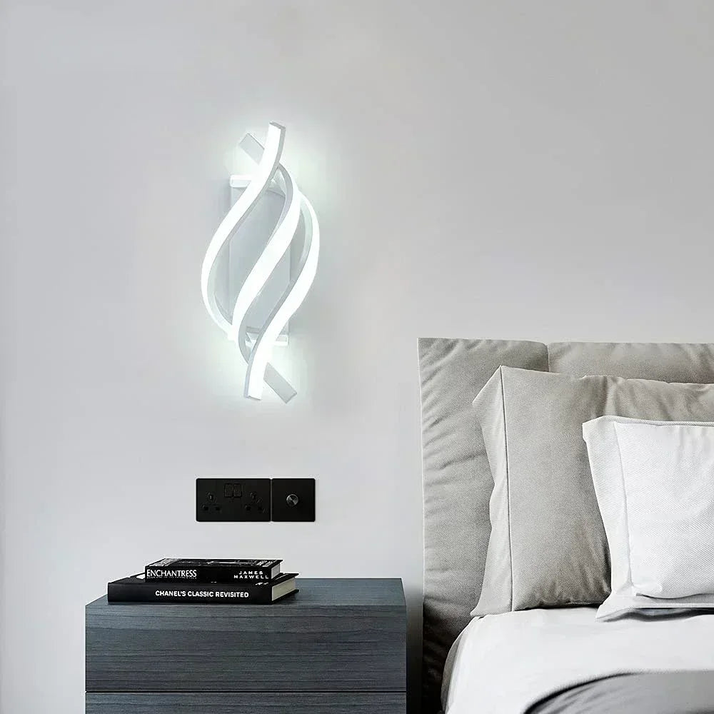 Modern LED Wall Light – Curved Spiral Design Sconce for Living Room, Bedroom, Aisle, and Home Decor