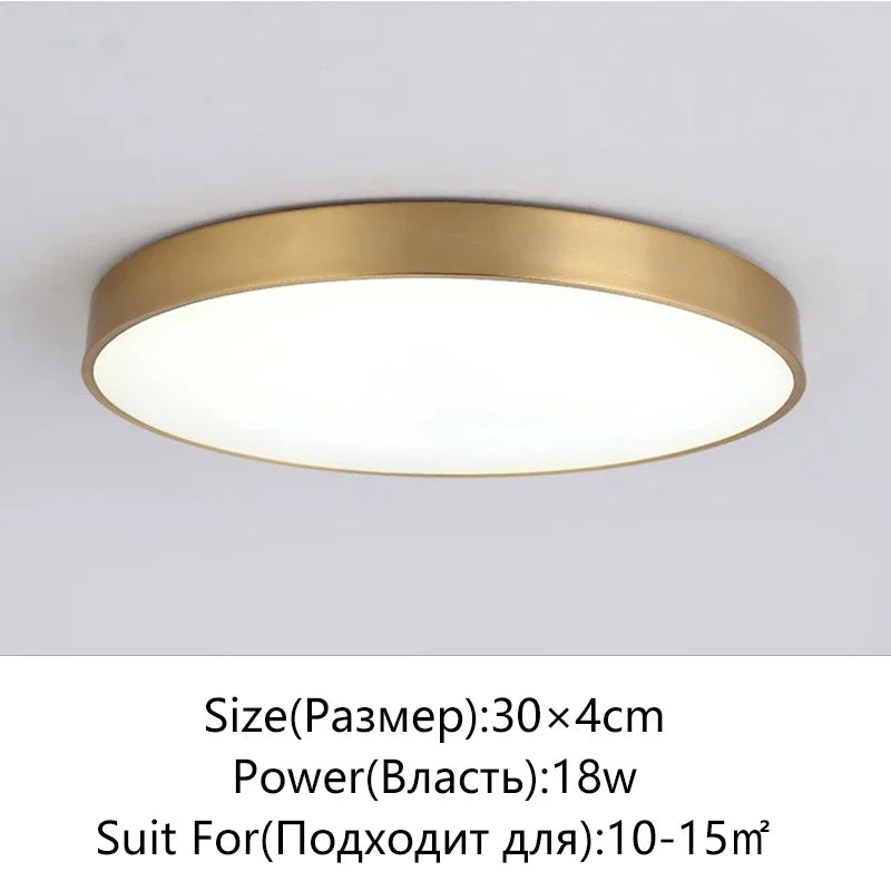 Modern LED Corridor Ceiling Light Lamps - Simple Golden Round