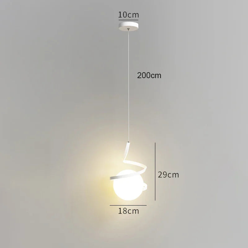 Nordic Glass LED Pendant Light – 3-Color Temperature, 1-Way Hanging Lamp for Dining, Bedroom, and Living Room Decor (5-10 sq m Coverage)