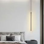 Modern LED Long Pendant Light for Dining Room, Bedroom & Living Room – Touch Switch, Aluminum Hanging Lamp, White & Black Lampshade