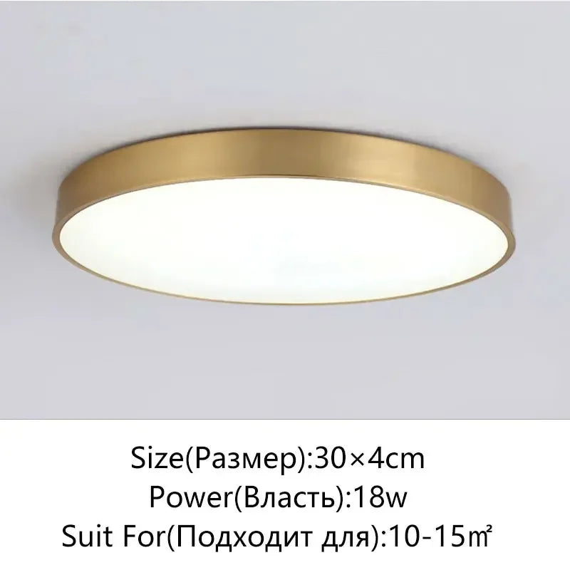 Modern LED Corridor Ceiling Light Lamps - Simple Golden Round