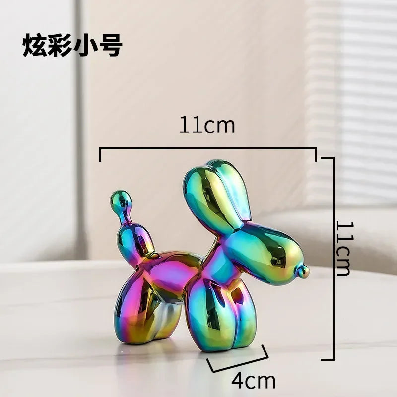 Nordic Ceramic Balloon Dog Sculpture Gold Animal Decorations Statue Living Room Ornaments Creative Desktop Ornament Home Decor
