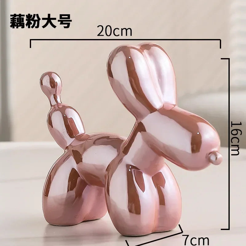 Nordic Ceramic Balloon Dog Sculpture Gold Animal Decorations Statue Living Room Ornaments Creative Desktop Ornament Home Decor