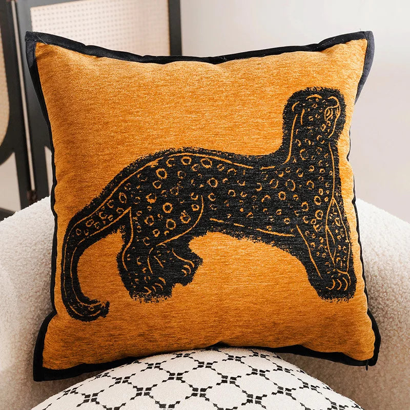 Luxury Embroidered Decorative Cushion with Horse Print for Sofa and Living Room
