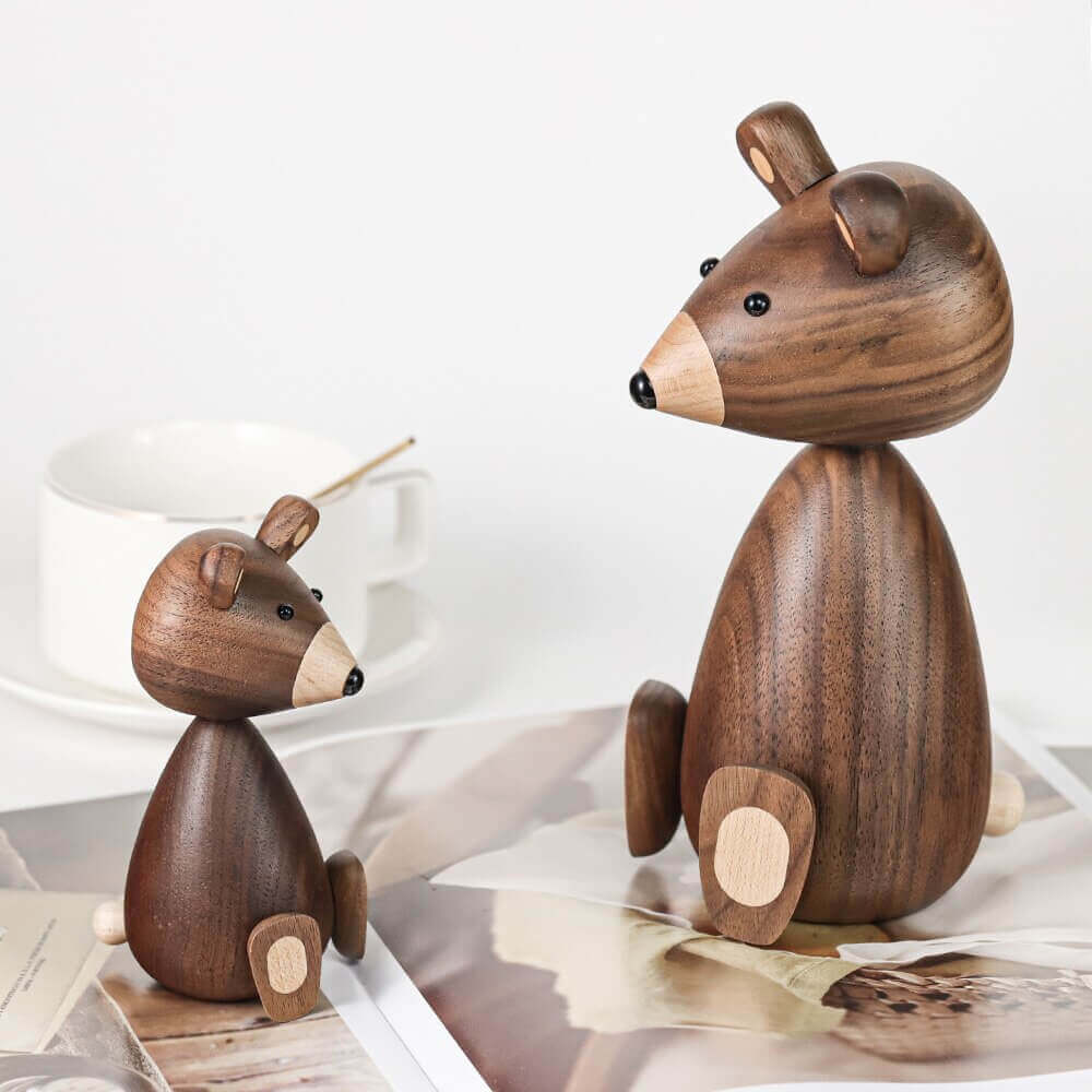 Danish Wood Brown Bear Family Ornaments