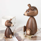 Danish Wood Brown Bear Family Ornaments