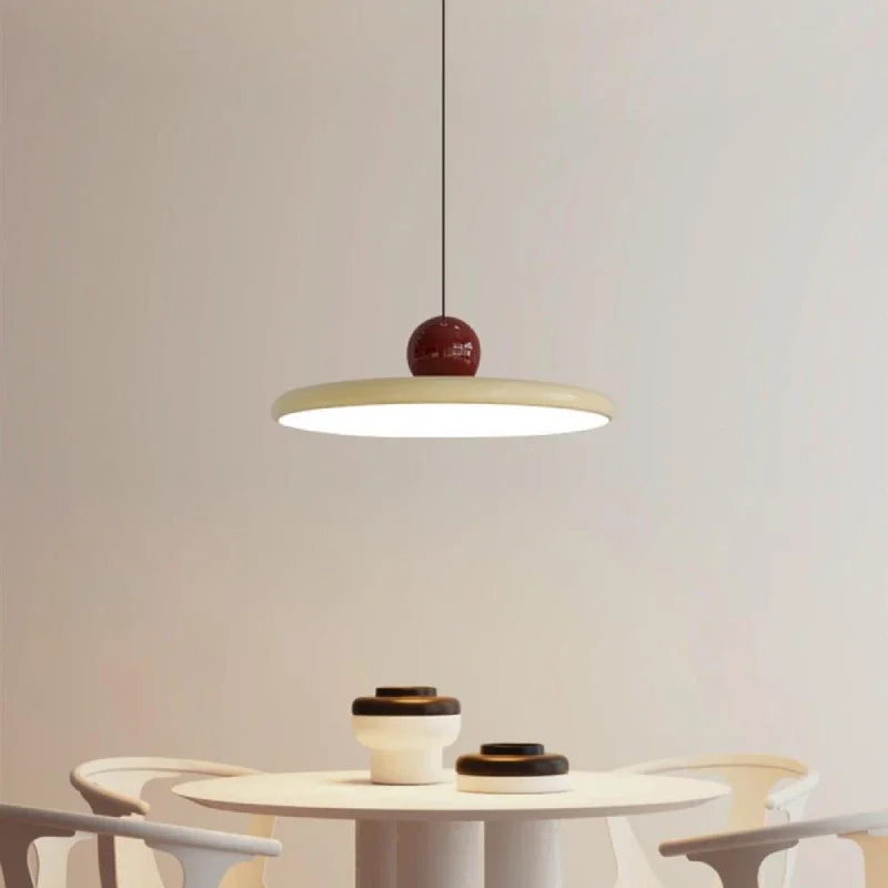 Nordic Cream Flying Saucer Pendant Light – Modern LED Light for Living Room, Bedroom, and Restaurant, 20/30cm