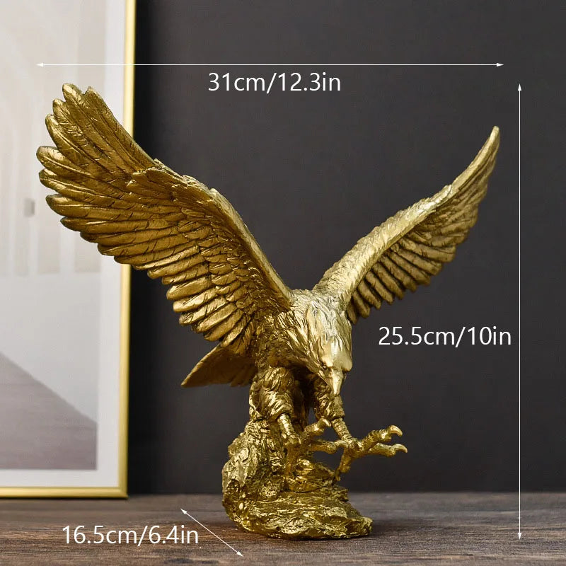 Resin Golden Eagle Statue Art Animal Model Collection Ornament Home Office Desk Feng Shui Decor Figures simple