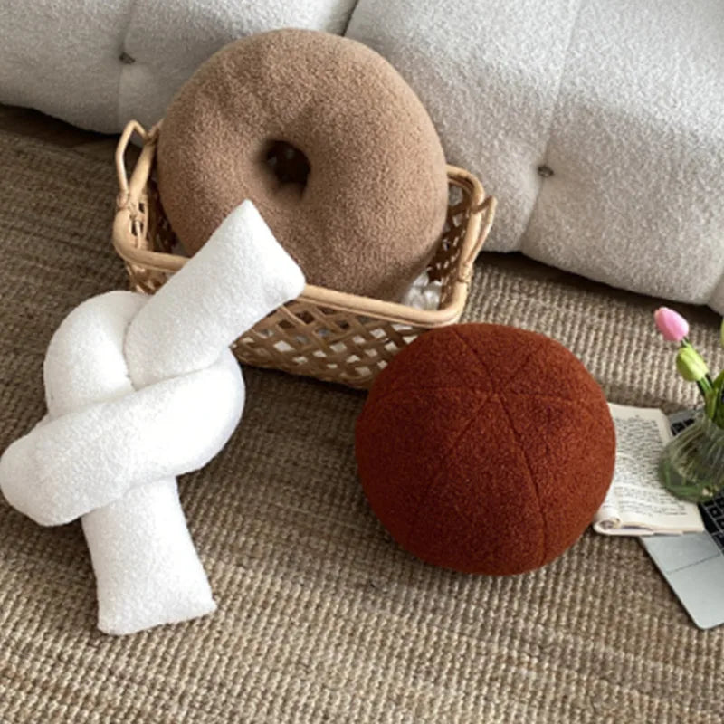 Nordic Bouclé Abstract Cushion – Minimalist Plush Pillow | Vinantica