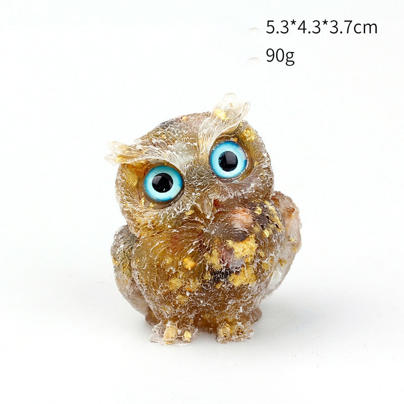 Natural Crystal Owl Figurine: Handmade Collector's Item