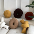 Nordic Bouclé Abstract Cushion – Minimalist Plush Pillow | Vinantica