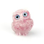 Natural Crystal Owl Figurine: Handmade Collector's Item