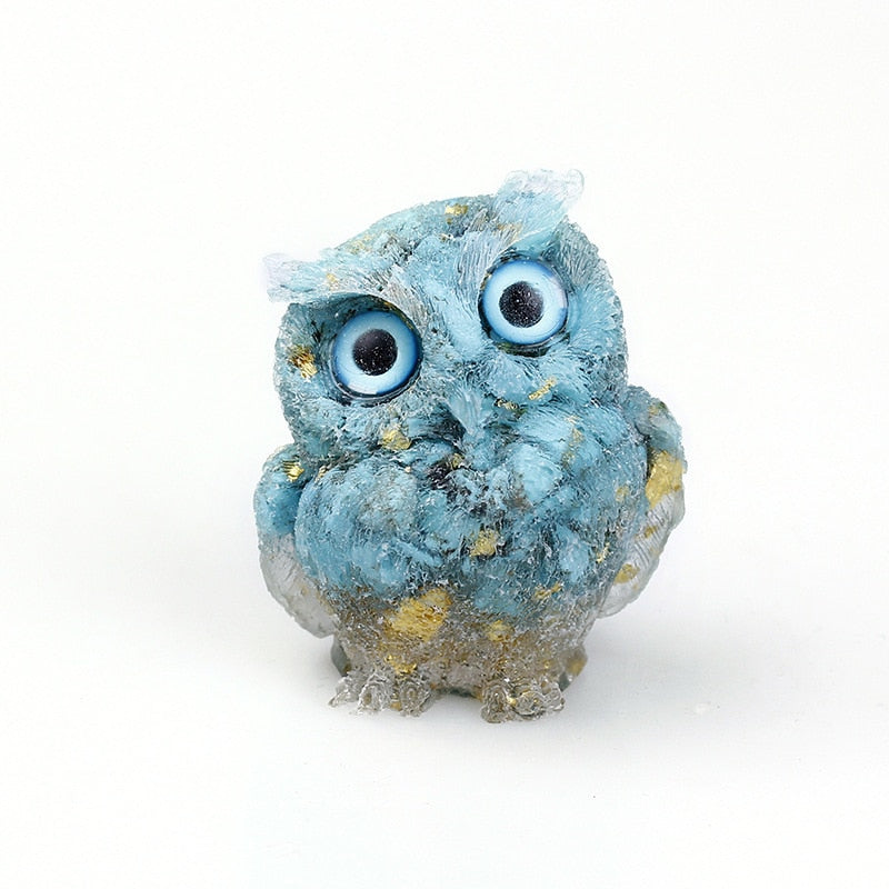 Natural Crystal Owl Figurine: Handmade Collector's Item