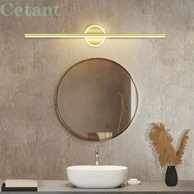 Vinantica | LED Wall Light LineaLux | Black & Gold | 40/60/80 cm | Warm, Cold & Three-Color Light | Modern Mirror & Wall Lighting