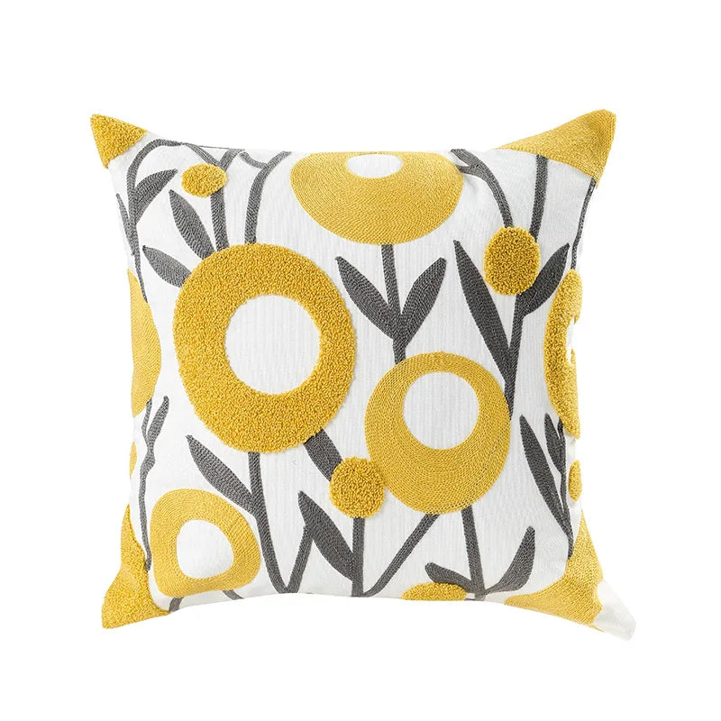 Simple Floral Colorful Nordic Cushion Covers 45x45cm Knitted Jacquard Linen Pillow Slips For Living Room Sofa Throw Cushions Contemporary Scandinavian Home Decor | Vinantica