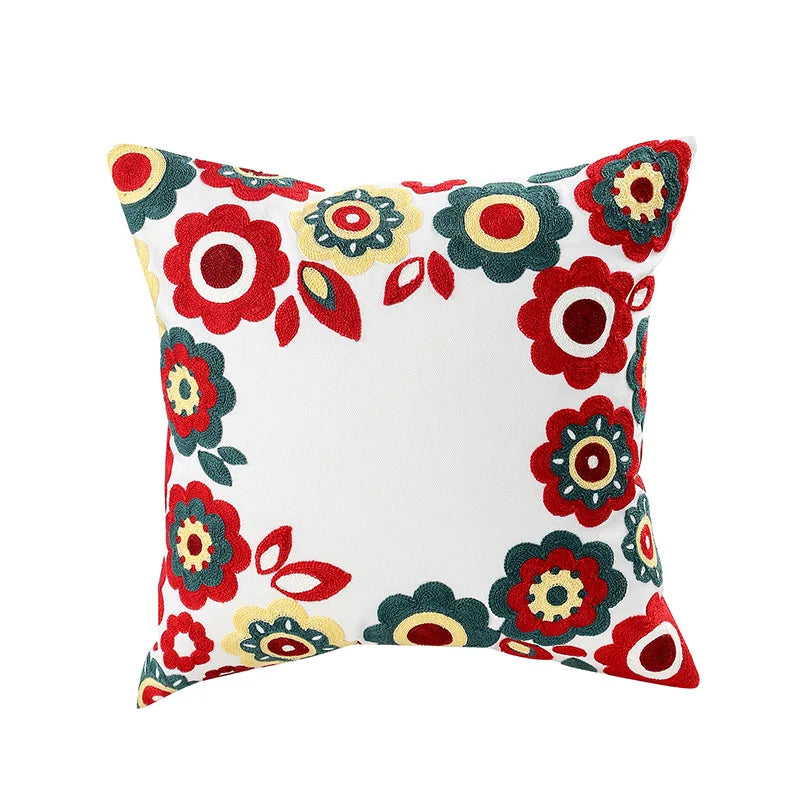 Simple Floral Colorful Nordic Cushion Covers 45x45cm Knitted Jacquard Linen Pillow Slips For Living Room Sofa Throw Cushions Contemporary Scandinavian Home Decor | Vinantica