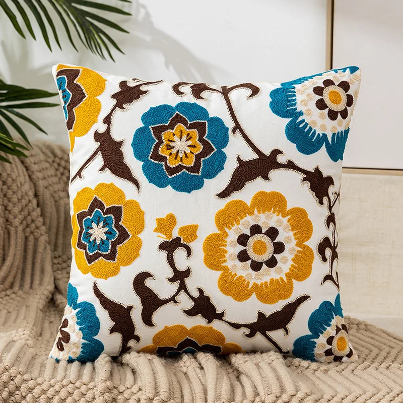 Simple Floral Colorful Nordic Cushion Covers 45x45cm Knitted Jacquard Linen Pillow Slips For Living Room Sofa Throw Cushions Contemporary Scandinavian Home Decor | Vinantica