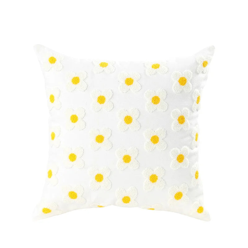Simple Floral Colorful Nordic Cushion Covers 45x45cm Knitted Jacquard Linen Pillow Slips For Living Room Sofa Throw Cushions Contemporary Scandinavian Home Decor | Vinantica