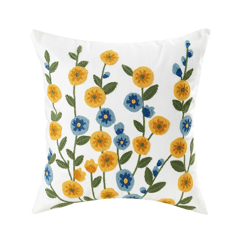 Simple Floral Colorful Nordic Cushion Covers 45x45cm Knitted Jacquard Linen Pillow Slips For Living Room Sofa Throw Cushions Contemporary Scandinavian Home Decor | Vinantica