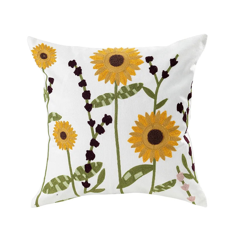 Simple Floral Colorful Nordic Cushion Covers 45x45cm Knitted Jacquard Linen Pillow Slips For Living Room Sofa Throw Cushions Contemporary Scandinavian Home Decor | Vinantica