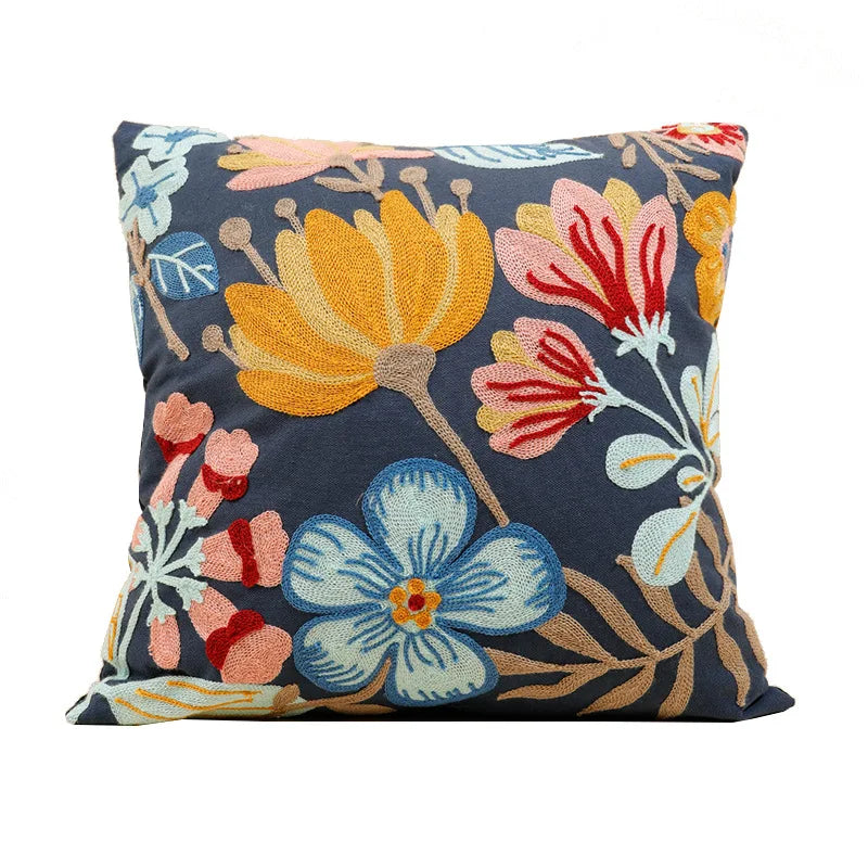 Simple Floral Colorful Nordic Cushion Covers 45x45cm Knitted Jacquard Linen Pillow Slips For Living Room Sofa Throw Cushions Contemporary Scandinavian Home Decor | Vinantica