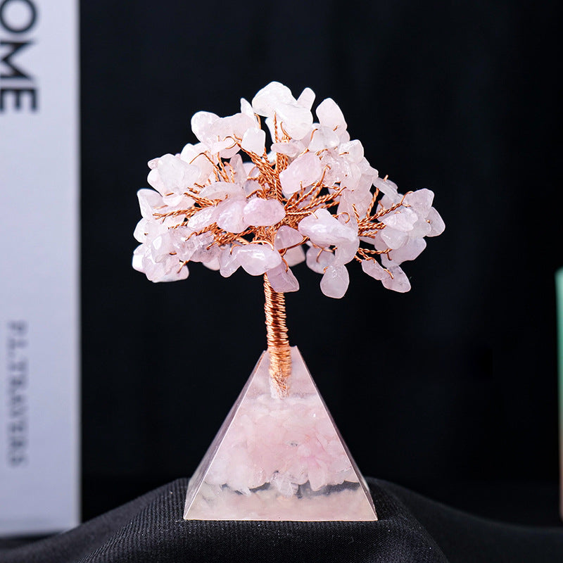 Natural Stone Gravel Pyramid Base Feng Shui Tree