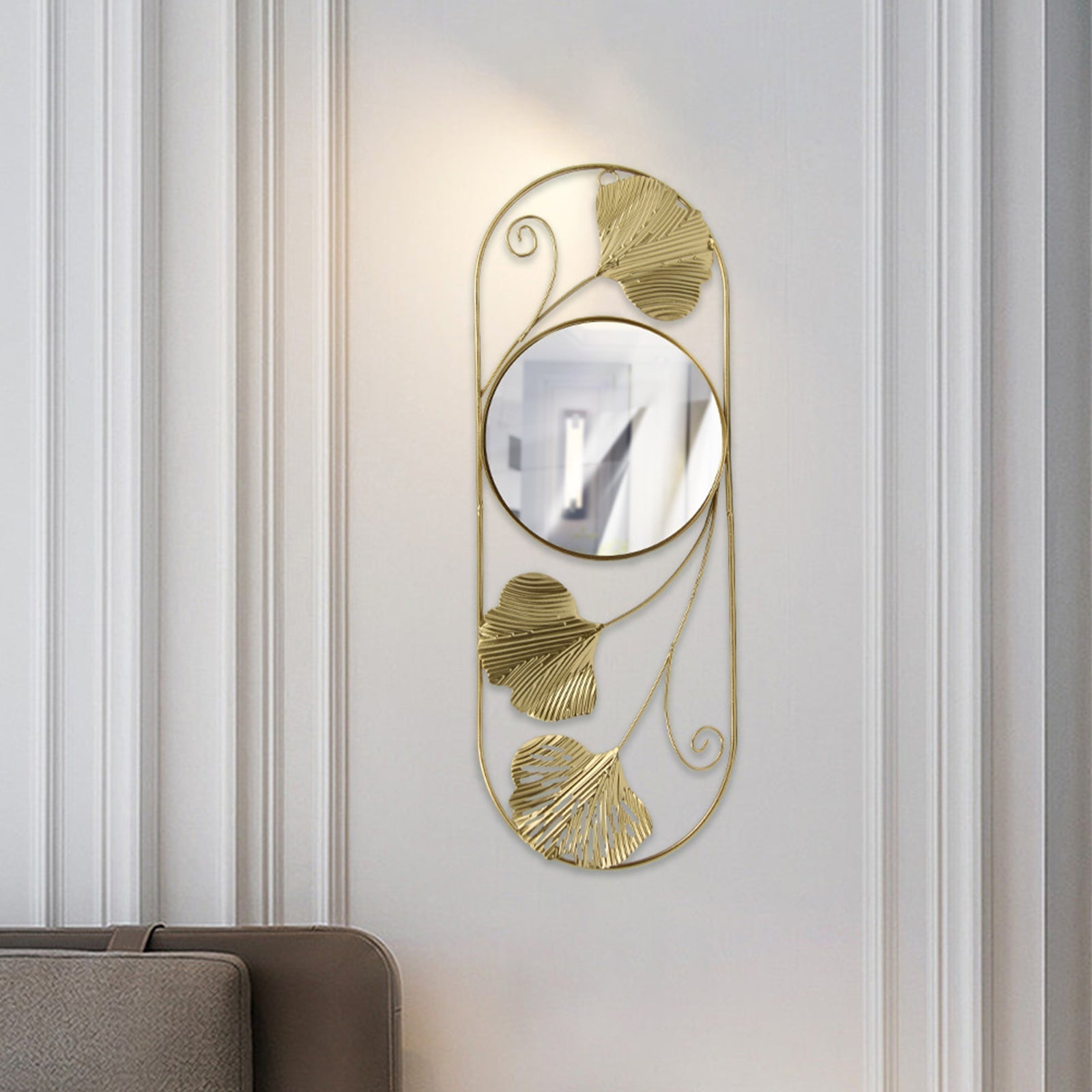 Vinantica | Elegant Metal Ginkgo Leaf Wall Mirror