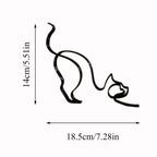 Tier Kunst Eisen Skulptur Retro Metall schwarze Linien Katze Hund Schreibtisch Ornament