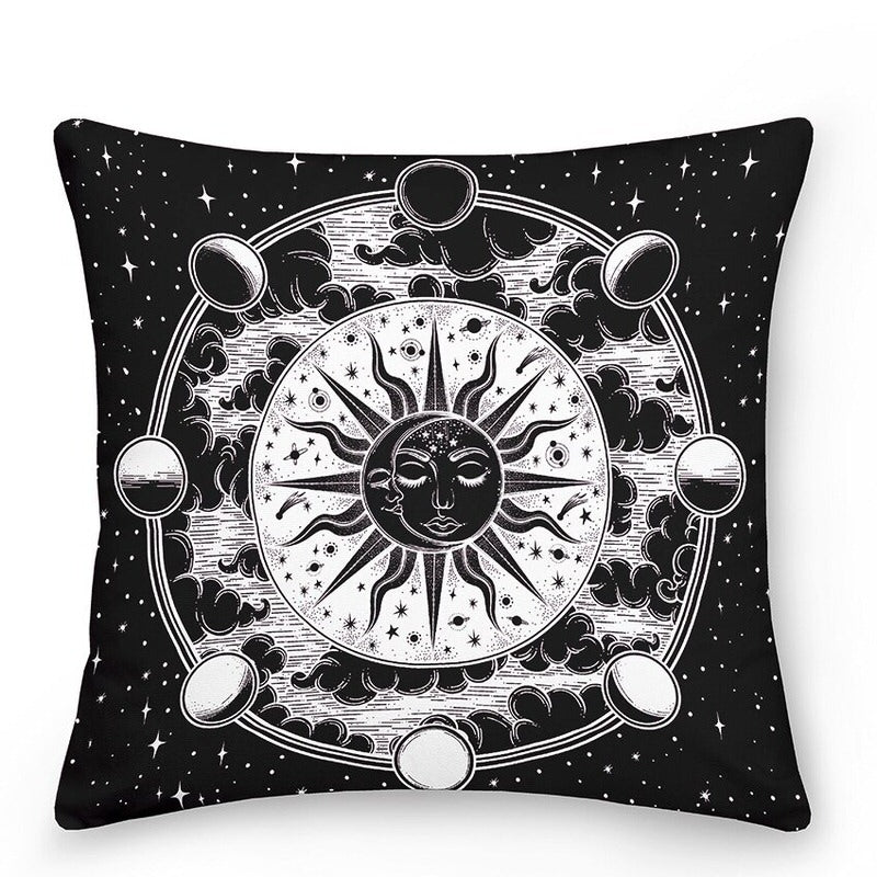 Decorative cushions with Sun and Moon in Astrological Style
