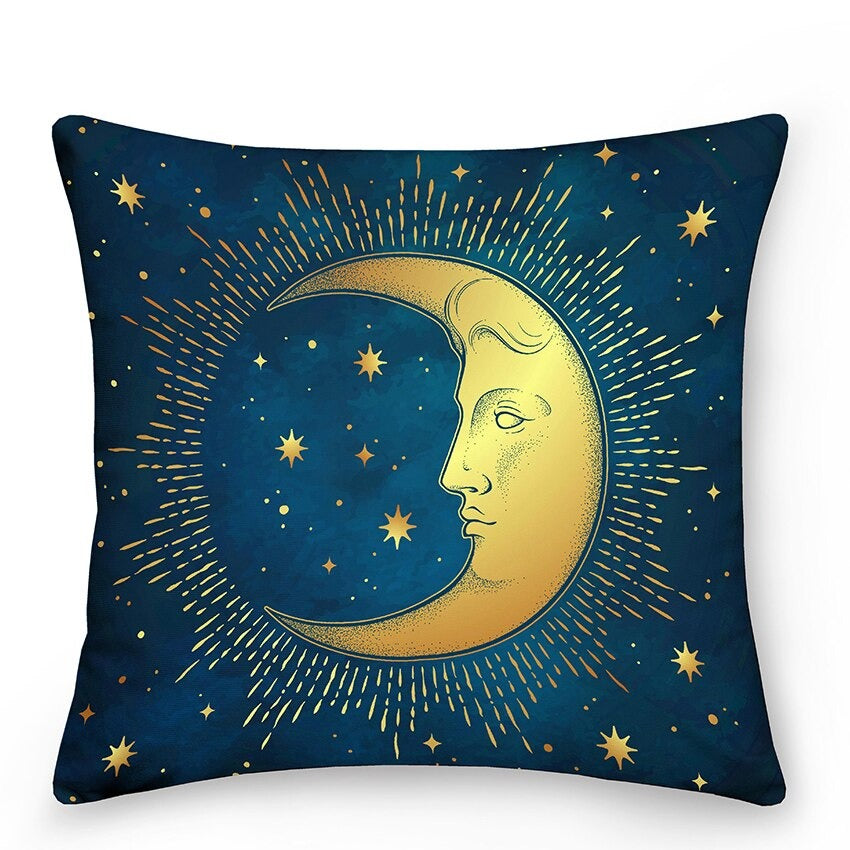 Decorative cushions with Sun and Moon in Astrological Style