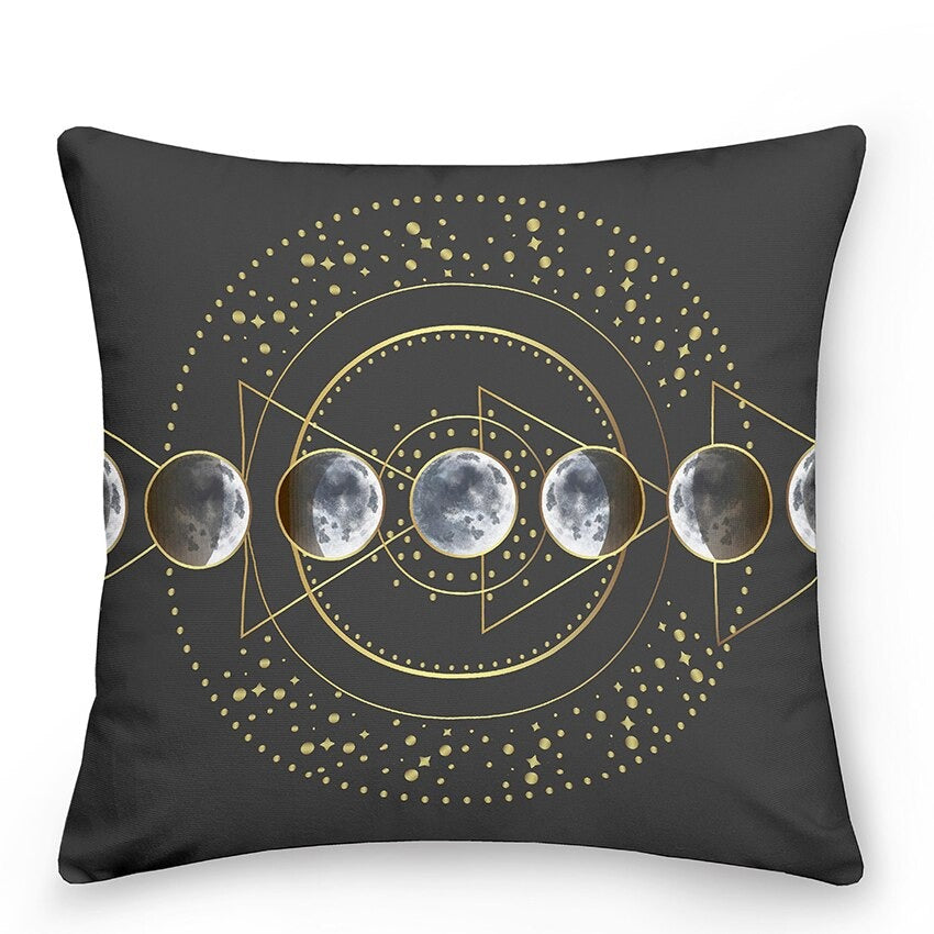 Decorative cushions with Sun and Moon in Astrological Style