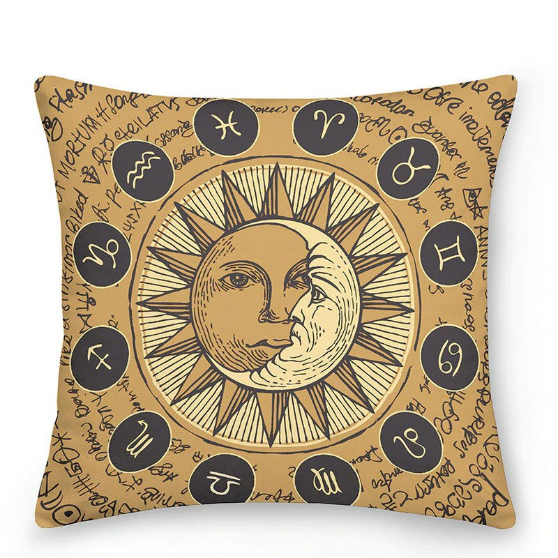 Decorative cushions with Sun and Moon in Astrological Style